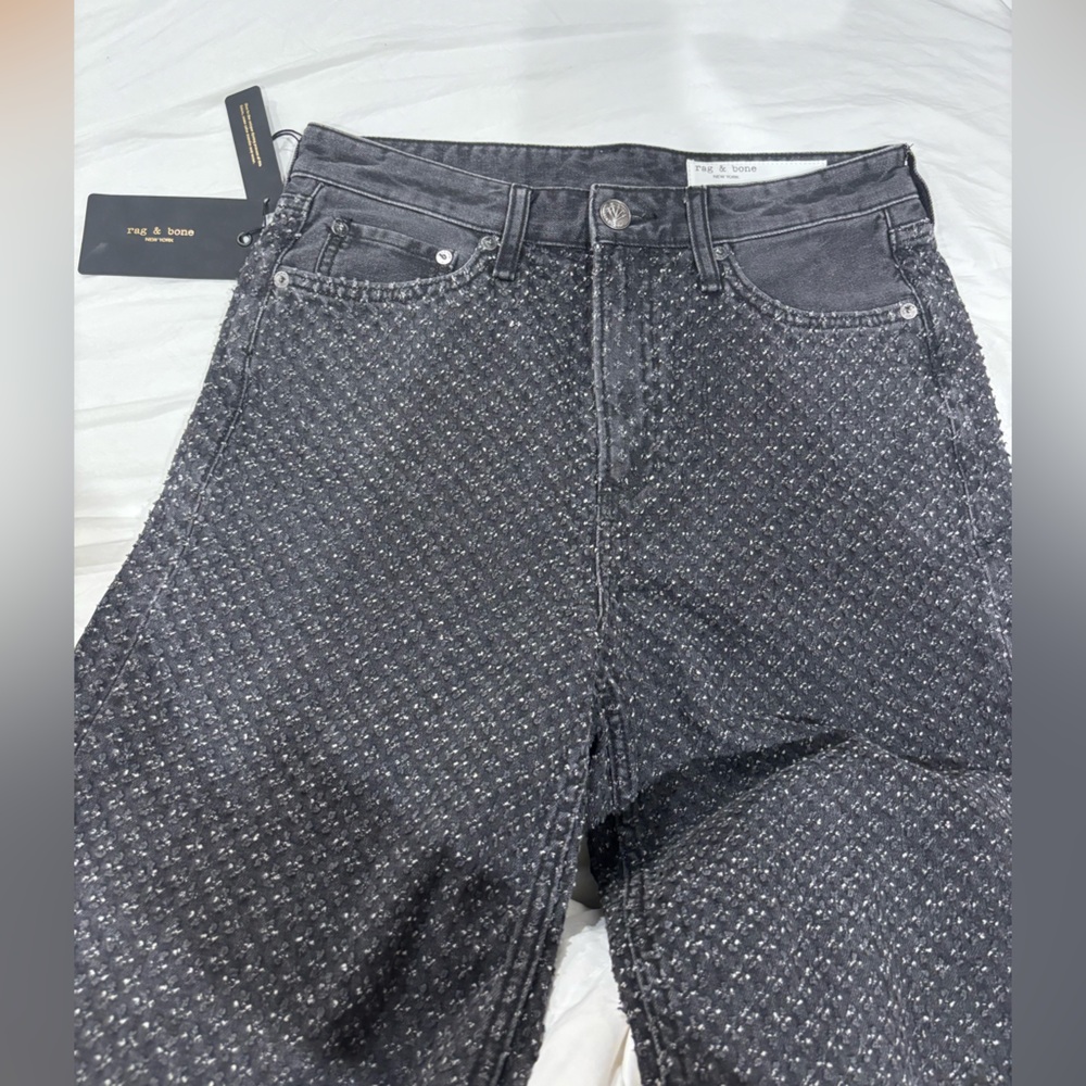 Rag and Bone Black Tweed straight leg jeans
